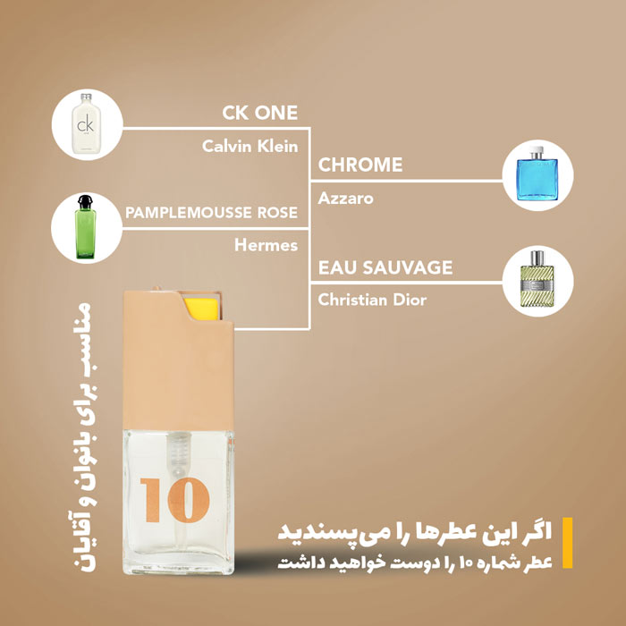 عطر جیبی مردانه بیک شماره ۱۰ حجم ۷.۵ میلی لیتر