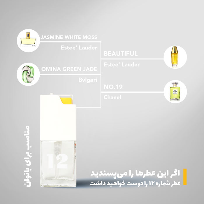 عطر جیبی زنانه بیک شماره ۱۲ حجم ۷.۵ میلی لیتر